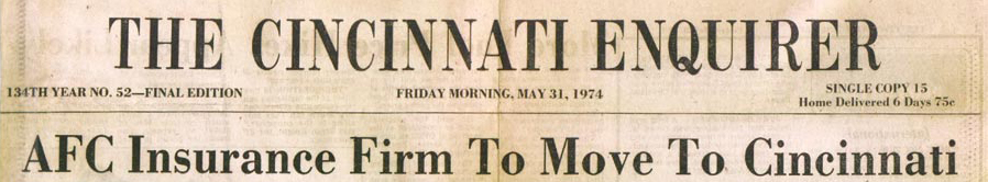 Picture of Cincinnati Enquirer Headline about Great American's move to Cincinnati