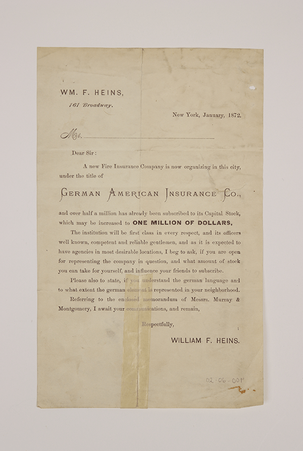 Letter from William F. Heins
