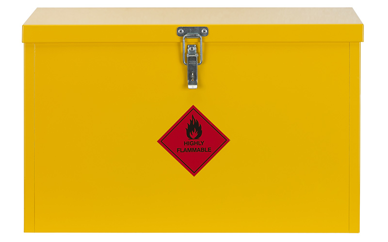 Locked yellow steel cabinet