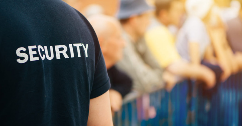Security in front of crowd