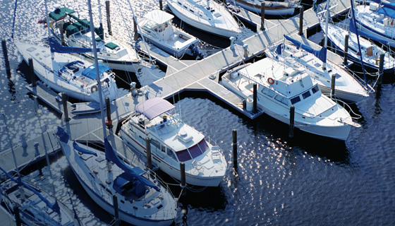 Over head photo of boats docked