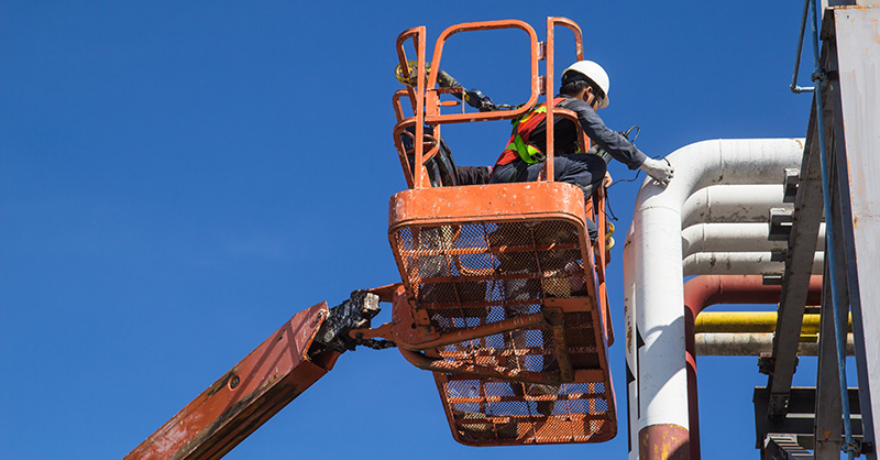 Construction Worker on Aerial Lift