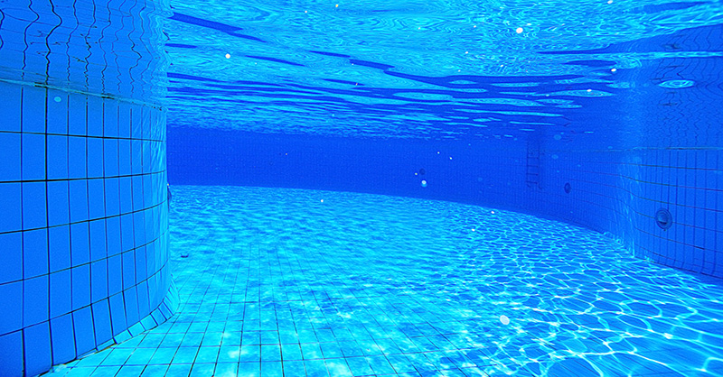 Underwater view of a swimming pool