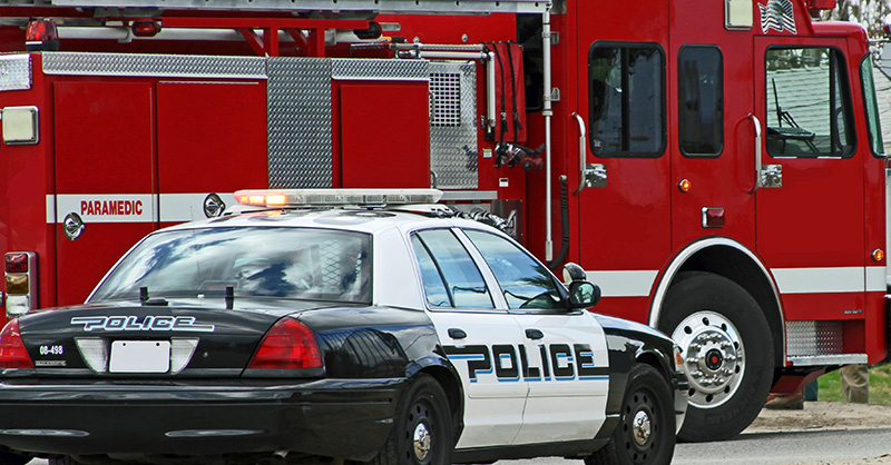 Firetruck and police car