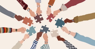Illustration of hands holding puzzle pieces together