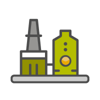 Chemical manufacturing and processing plants graphic icon