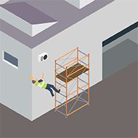 Subcontractor falling off scaffolding