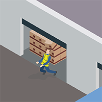 Customer struck by box