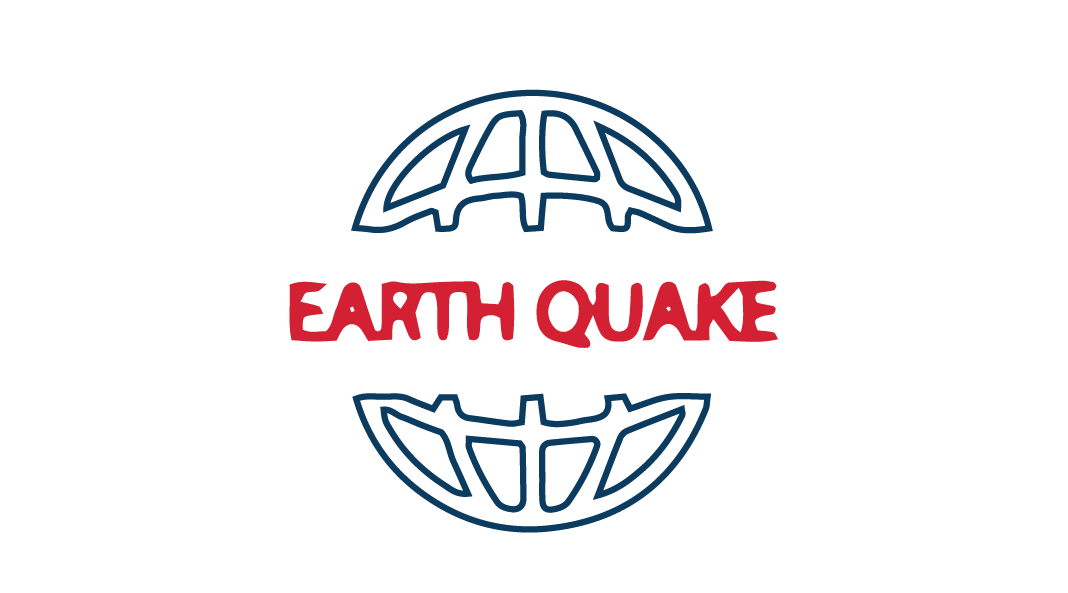 World icon with the word earth quake