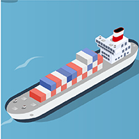 Shipping containers loaded onto vessel
