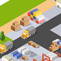Truck hauling container