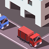 Truck hauling container