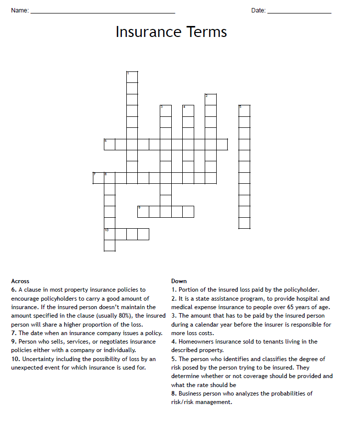 insurance crossword