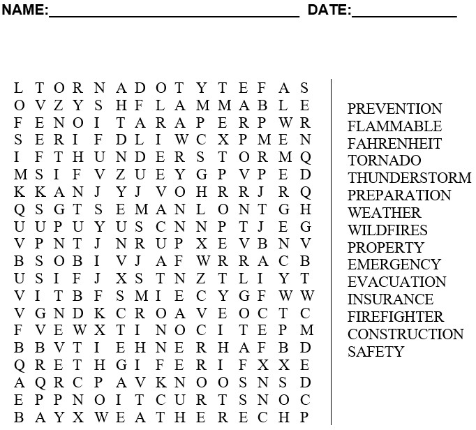 Property and Inland Marine Word Search