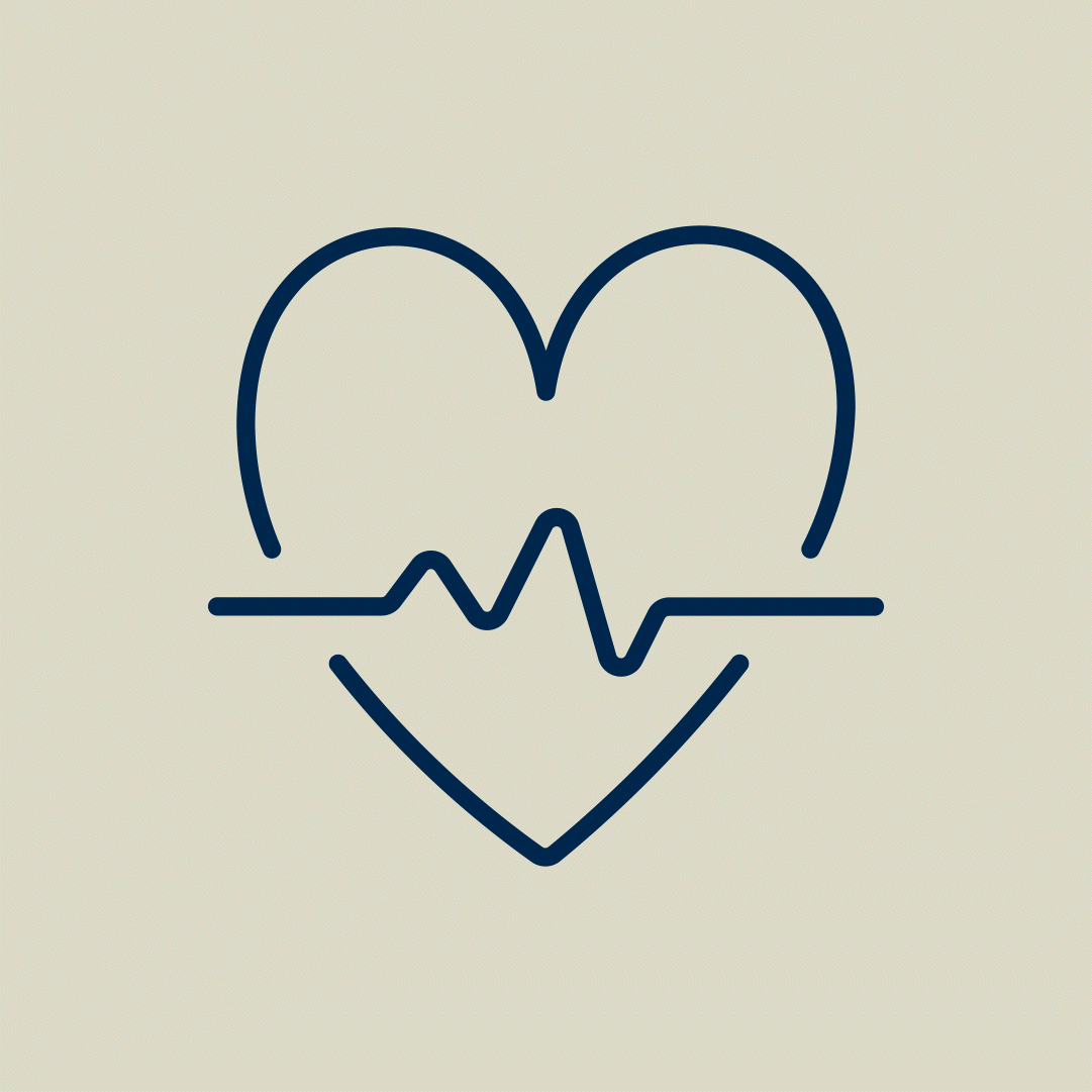 animated line drawn heart with ekg line through it
